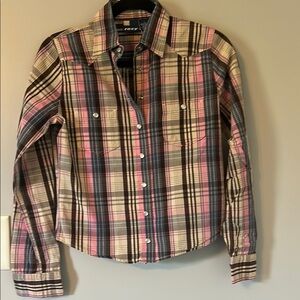 Roxy Pink and Black Plaid Shirt